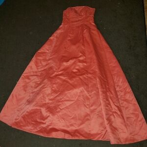 Elegant Orange/red Strapless Evening Gown